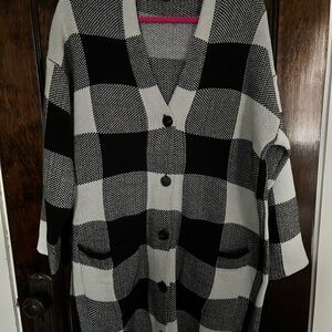 HYFVE Black and White Plaid Cardigan